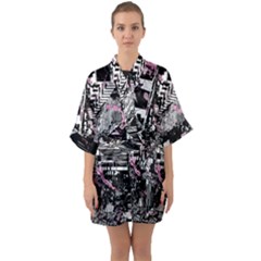 Cavities Half Sleeve Satin Kimono  by MRNStudios