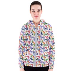 Multicolored Butterflies Women s Zipper Hoodie by SychEva