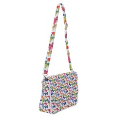 Multicolored Butterflies Shoulder Bag With Back Zipper by SychEva