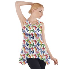 Multicolored Butterflies Side Drop Tank Tunic