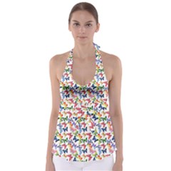 Multicolored Butterflies Babydoll Tankini Top