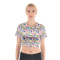 Multicolored Butterflies Cotton Crop Top