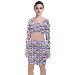 Multicolored Butterflies Top and Skirt Sets