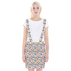 Multicolored Butterflies Braces Suspender Skirt