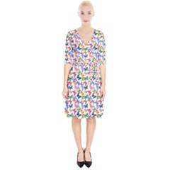 Multicolored Butterflies Wrap Up Cocktail Dress