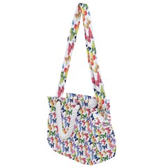 Multicolored Butterflies Rope Handles Shoulder Strap Bag