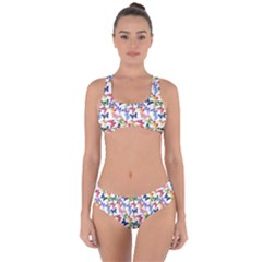 Multicolored Butterflies Criss Cross Bikini Set