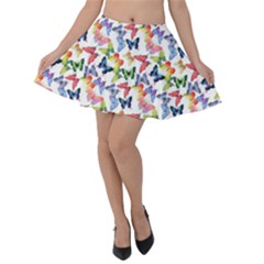 Multicolored Butterflies Velvet Skater Skirt