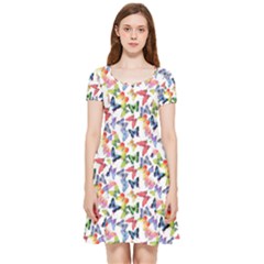 Multicolored Butterflies Inside Out Cap Sleeve Dress