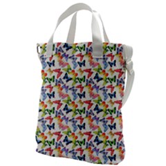 Multicolored Butterflies Canvas Messenger Bag