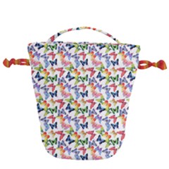 Multicolored Butterflies Drawstring Bucket Bag