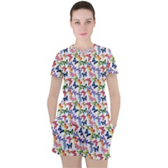 Multicolored Butterflies Women s Tee and Shorts Set