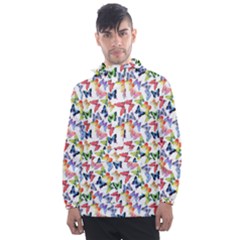 Multicolored Butterflies Men s Front Pocket Pullover Windbreaker