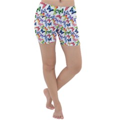 Multicolored Butterflies Lightweight Velour Yoga Shorts