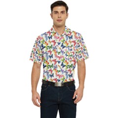 Multicolored Butterflies Men s Short Sleeve Pocket Shirt 