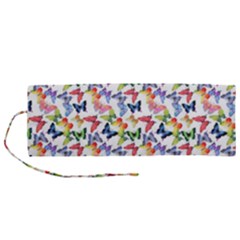 Multicolored Butterflies Roll Up Canvas Pencil Holder (M)