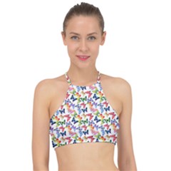 Multicolored Butterflies Racer Front Bikini Top