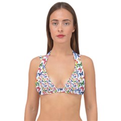 Multicolored Butterflies Double Strap Halter Bikini Top