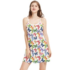 Multicolored Butterflies Summer Frill Dress