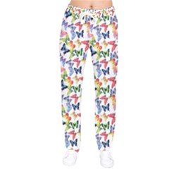 Multicolored Butterflies Women velvet Drawstring Pants