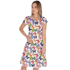 Multicolored Butterflies Classic Short Sleeve Dress