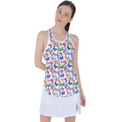 Multicolored Butterflies Racer Back Mesh Tank Top