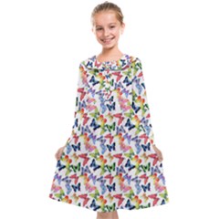 Multicolored Butterflies Kids  Midi Sailor Dress