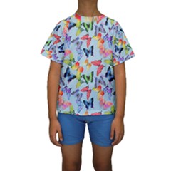 Watercolor Butterflies Kids  Short Sleeve Swimwear by SychEva