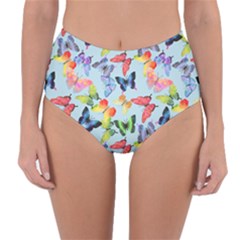 Watercolor Butterflies Reversible High-waist Bikini Bottoms by SychEva