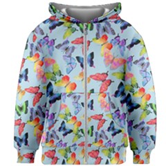 Watercolor Butterflies Kids  Zipper Hoodie Without Drawstring by SychEva