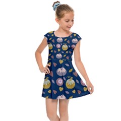 Autumn Pumpkins Kids  Cap Sleeve Dress by SychEva