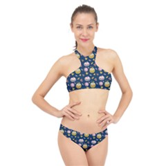 Autumn Pumpkins High Neck Bikini Set