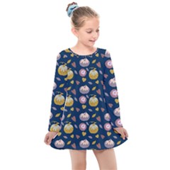 Autumn Pumpkins Kids  Long Sleeve Dress by SychEva