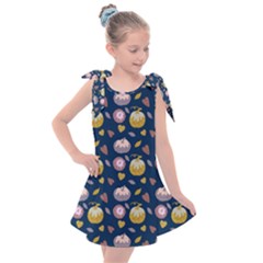 Autumn Pumpkins Kids  Tie Up Tunic Dress by SychEva