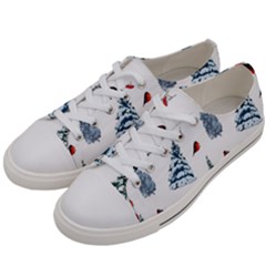 Christmas Trees And Bullfinches Women s Low Top Canvas Sneakers by SychEva
