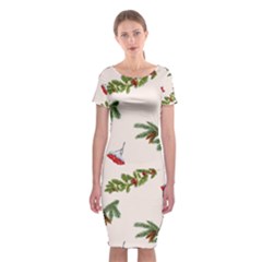 Rowan Branches And Spruce Branches Classic Short Sleeve Midi Dress by SychEva