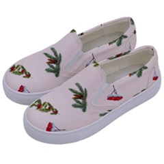 Rowan Branches And Spruce Branches Kids  Canvas Slip Ons by SychEva