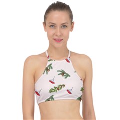 Rowan Branches And Spruce Branches Racer Front Bikini Top by SychEva