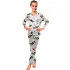 Rowan Branches And Spruce Branches Kid s Satin Long Sleeve Pajamas Set by SychEva