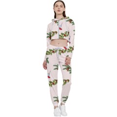 Rowan Branches And Spruce Branches Cropped Zip Up Lounge Set by SychEva