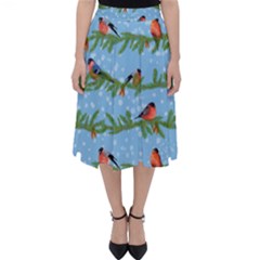 Bullfinches On Spruce Branches Classic Midi Skirt by SychEva