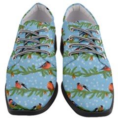 Bullfinches On Spruce Branches Women Heeled Oxford Shoes by SychEva