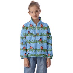 Bullfinches On Spruce Branches Kids  Half Zip Hoodie by SychEva