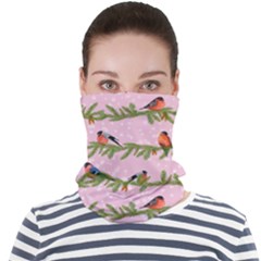 Bullfinches Sit On Branches On A Pink Background Face Seamless Bandana (adult) by SychEva