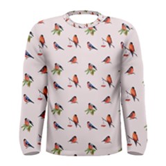 Bullfinches Sit On Branches Men s Long Sleeve Tee by SychEva