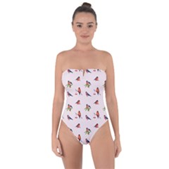 Bullfinches Sit On Branches Tie Back One Piece Swimsuit by SychEva