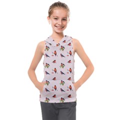 Bullfinches Sit On Branches Kids  Sleeveless Hoodie by SychEva