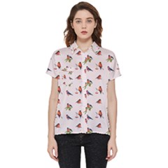 Bullfinches Sit On Branches Short Sleeve Pocket Shirt by SychEva