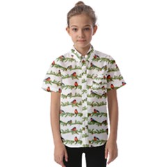 Bullfinches On The Branches Kids  Short Sleeve Shirt by SychEva