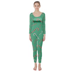 Sweet Christmas Candy Long Sleeve Catsuit by SychEva
